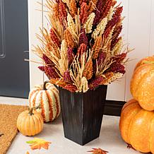 Glitzhome 38"H Fall Multi-Colored Sorghum Porch Tree