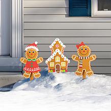 Glitzhome 3pc. Wooden Gingerbread Man Yard Stakes