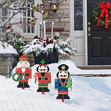 Glitzhome 3pc. Wooden Nutcracker Yard Stake