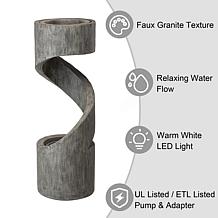 Glitzhome 40" Spiral Outdoor Polyresin Fountain w/Pump, LED Light