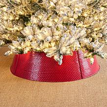 Glitzhome 40.5" Christmas Red Hammered Metal Tree Collar