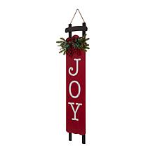Glitzhome 40"H Lighted Wooden Sleigh JOY Porch Sign