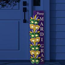 Glitzhome 41.75"H Mardi Gras Lighted Wooden Stacked Masks Porch Decor