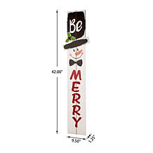 Glitzhome 42" "Be Merry" Snowman Wooden Porch Sign