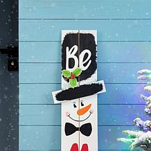 Glitzhome 42" "Be Merry" Snowman Wooden Porch Sign