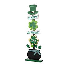 Glitzhome 42" Lighted St. Patrick's Wooden Shamrocks Porch Décor