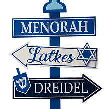Glitzhome 42" Wooden Hanukkah Yard Stake with Lights
