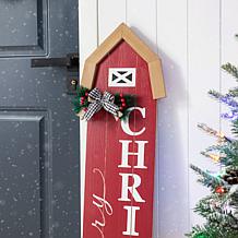 Glitzhome 42" Wooden "Merry Christmas" Vertical Barn Shaped Sign