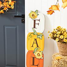 Glitzhome 42in. H Fall Wood Stacked Pumpkin Porch Decor