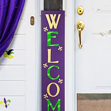 Glitzhome 42in H Mardi Gras WELCOME Wooden Porch Sign