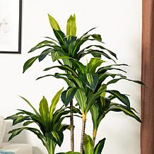 Glitzhome 4.5' Faux Dracaena Fragrans Plants in Pot