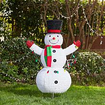 Glitzhome 47.25" Lighted 3D Foldable Fabric Snowman with Bulbs