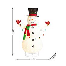 Glitzhome 47.25" Lighted 3D Foldable Fabric Snowman with Bulbs