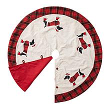 Glitzhome 48" Fabric Christmas Tree and Dachshund Skirt