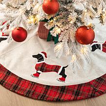 Glitzhome 48" Fabric Christmas Tree and Dachshund Skirt