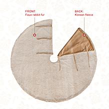 Glitzhome 48in. D Faux Rabbit Fur Christmas Tree Skirt