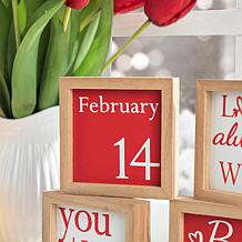 Glitzhome 4in H Set of 4 Valentine's Wooden Block Table Decor