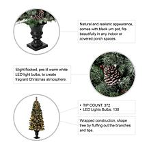 Glitzhome 5 Ft. 130-Light Flocked Pine Artificial Christmas Porch Tree
