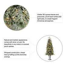 Glitzhome 5' Pre-Lit Artificial Pine Christmas Tree w 180 White Lights