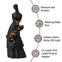 Glitzhome 5-Tiered Abstract Outdoor Fountain w/ Pump & LED Light