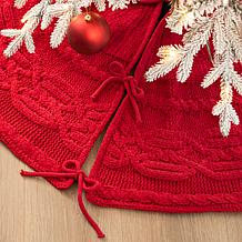 Glitzhome 52" Knitted Acrylic Red Christmas Tree Skirt