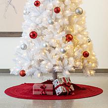 Glitzhome 52" Knitted Acrylic Red Christmas Tree Skirt