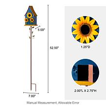 Glitzhome 52.5" Green Metal Birdhouse with Flower Accents