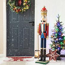 Glitzhome 54" Wooden Christmas Glitter King Nutcracker