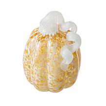 Glitzhome 5.5"H Fall Amber Dots Glass Pumpkin