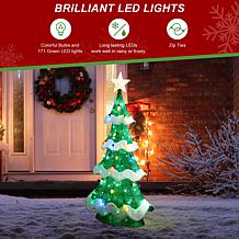Glitzhome 57.5" Lighted Christmas Tree w/ 171 Green LED Lights