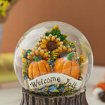 Glitzhome 5.75''H Fall Sunflower and Pumpkin Resin Waterglobe