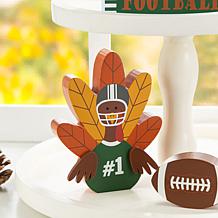 Glitzhome 5.75"H Thanksgiving Wooden Turkey Table Decor Set of 4