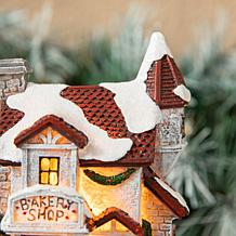 Glitzhome 6" 3-pk of Lighted Resin House Stocking Holders