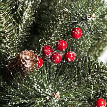 Glitzhome 6' Flocked Pine Cones and Red Berries Porch Christmas Tree