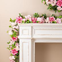Glitzhome 6' Floral Garland with Hydrangeas, Peonies & Cherry Blossoms