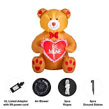 Glitzhome 6 FT Lighted Valentine's Inflatable Bear with Heart Decor
