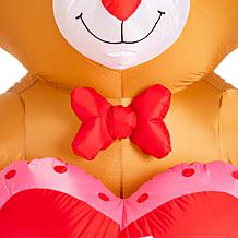 Glitzhome 6 FT Lighted Valentine's Inflatable Bear with Heart Decor