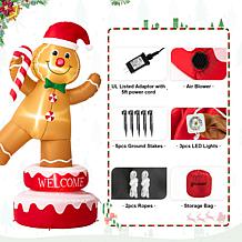 Glitzhome 6' Lighted Inflatable Rotating Gingerbread Man