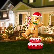 Glitzhome 6' Lighted Inflatable Rotating Gingerbread Man