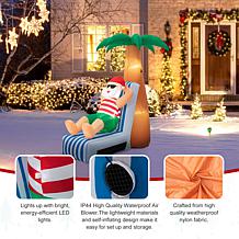 Glitzhome 6' Lighted Inflatable Santa under Palm Tree