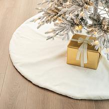 Glitzhome 60" Oversized White Faux Rabbit Fur Christmas Tree Skirt