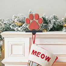 Glitzhome 6.25in. H Wooden and Metal Paw Stocking Holder