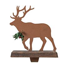 Glitzhome 6.5" Wooden and Metal Reindeer Stocking Holder