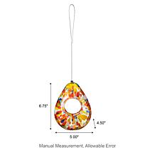 Glitzhome 6.75''H Glass Water Drop Hanging Orange Dots Birdfeeder