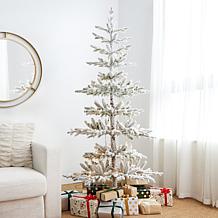 Glitzhome 6ft Deluxe Pre-Lit Flocked Pine Artificial Christmas Tree