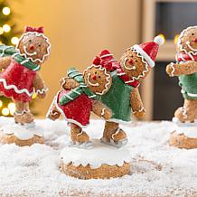 Glitzhome 6"H S/3 Christmas Resin Skiing Gingerbread Man Table Decor