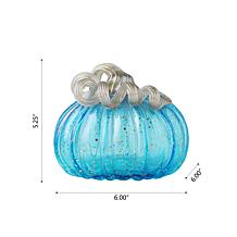 Glitzhome 6in. D Blue Small Glass Pumpkin