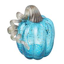 Glitzhome 6in. H Blue Glass Pumpkin