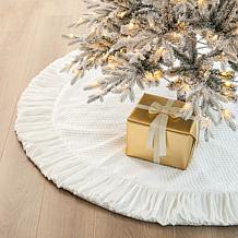Glitzhome 72" Diameter Oversized Velvet Ruffled Christmas Tree Skirt