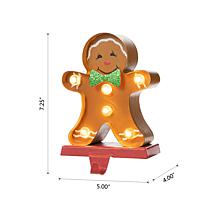 Glitzhome 7.25" H Marquee LED Gingerbread Man Stocking Holder